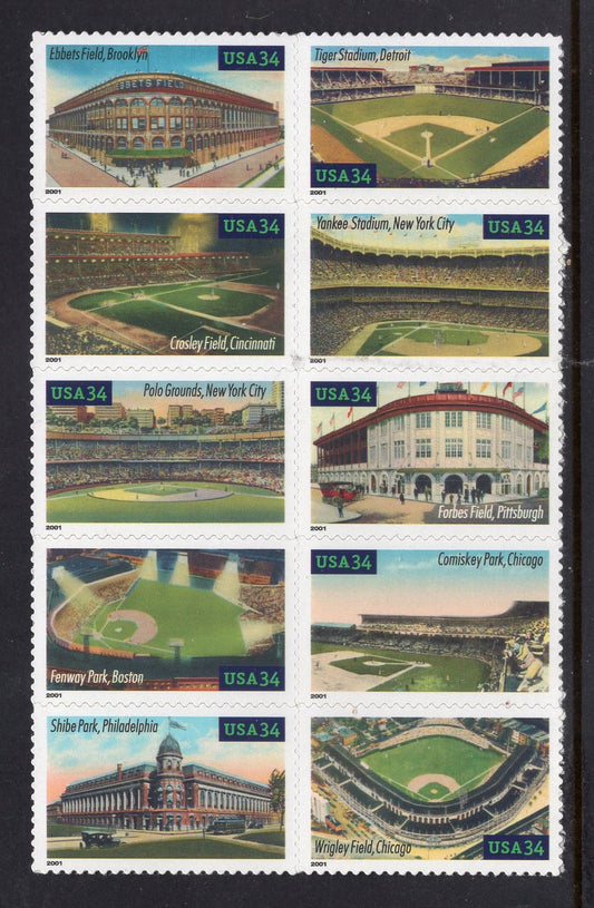 10 BASEBALL LEGENDARY STADIUMS Ball Parks Playing Fields Block w/Back Text (get 2 to display both sides)- Vintage 2001 - 3510BL -FreeUS Ship