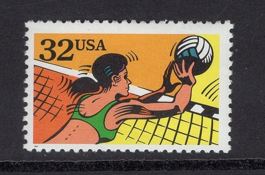 5 VOLLEYBALL GAME in Action - Bright, unused USA Postage Stamps - Vintage 1996 - Stock# 2961 