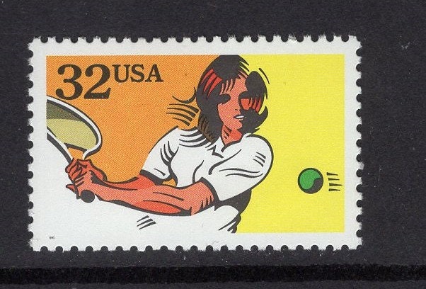 5 TENNIS RACKET BALL - Bright, unused USa Postage Stamps - Vintage 1996 - Stock# 2964 