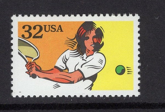 5 TENNIS RACKET BALL - Bright, unused USa Postage Stamps - Vintage 1996 - Stock# 2964 