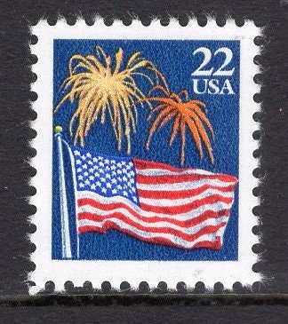20 FIREWORKS FLAG USA Postage Stamps (2 shown above) - Unused, Bright, Post Office Fresh -Vintage 1987 - Stock# 2276-2276a .