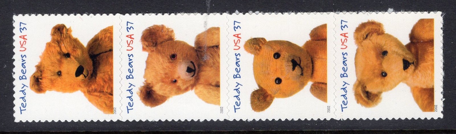 10 TEDDY BEAR Unused Fresh Bright US Postage Stamps - Vintage 2002 - Stock# 3653 ping