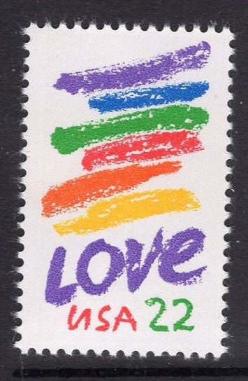 10 LOVE COLORFUL RAINBOW Unused Fresh Bright Usa Postage Stamps Quantity Available - Vintage 1985 - Stock# 2143 ping