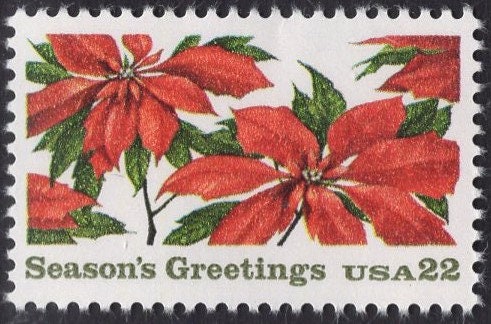 10 CHRISTMAS POINSETTIA Unused Fresh Bright US Postage Stamps Quantity Available - Vintage 1985- Stock# 2166 
