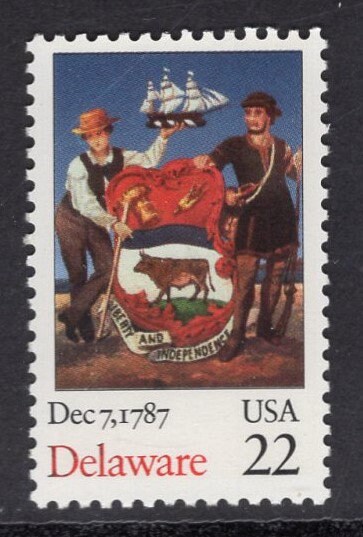 10 DELAWARE STATEHOOD Unused Fresh Bright US Postage Stamps - Quantity Available - Vintage 1987 - Scott Number 2336 