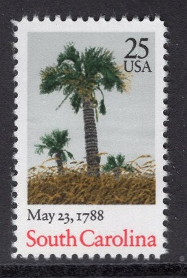 10 SOUTH CAROLINA Statehood Unused Fresh Bright US Postage Stamps - Quantity Available - Vintage 1987 - Stock# 2343