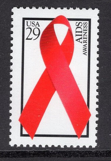 10 AIDS AWARENESS Ribbon Unused Fresh Bright US Postage Stamps Quantity Available - Vintage 1993 - Stock# 2806