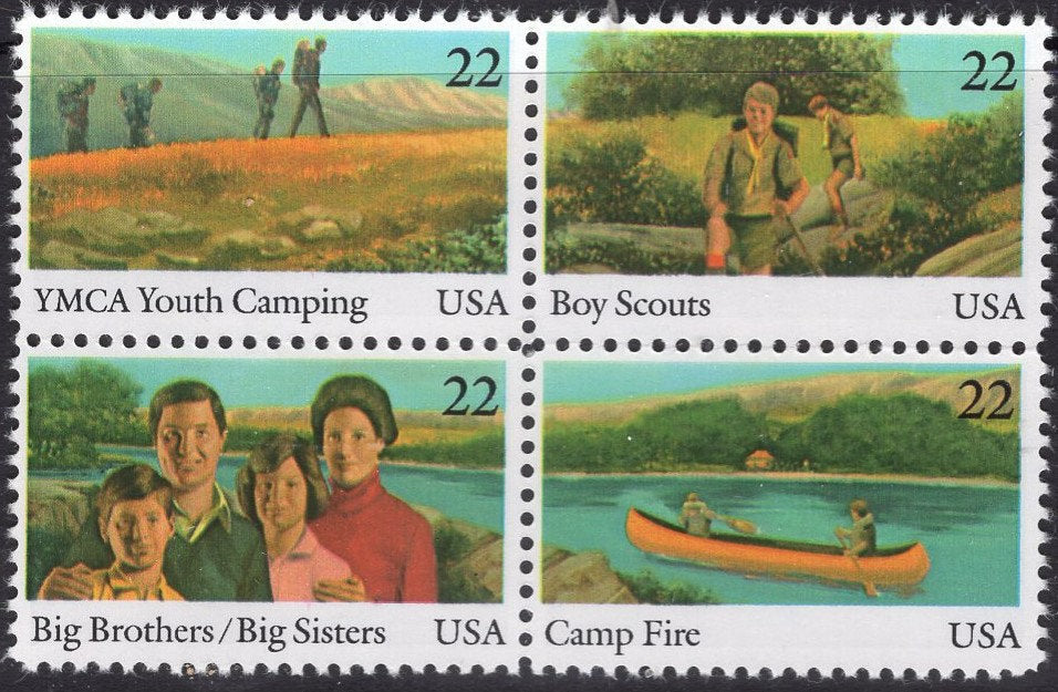 12 Boy Girl SCOUTS Big SIsters YMCA Fresh Bright US Postage Stamps Quantity Available- Vintage 1985 - Stock# 2160 