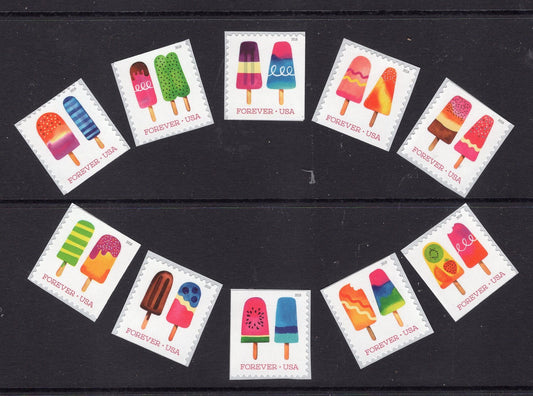 10 GENUINE FROZEN Treats SCENTED Pops with Unused Fresh Bright USa Postage Stamps - Stock# 5285 