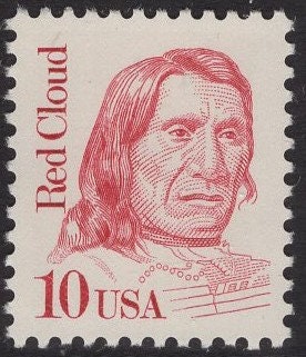 10 RED CLOUD CHIEF Unused Fresh Bright USa Postage Stamps Quantity Available - Vintage 1987 - Stock# 2175 ping