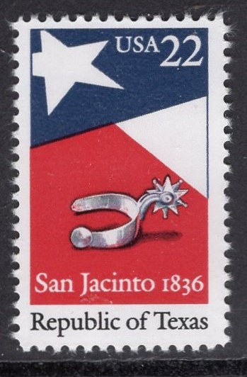 10 REPUBLIC of TEXAS SPUR Unused Fresh Bright 22c Postage Stamps Quantity Available - Vintage 1986 - Stock# 2204 