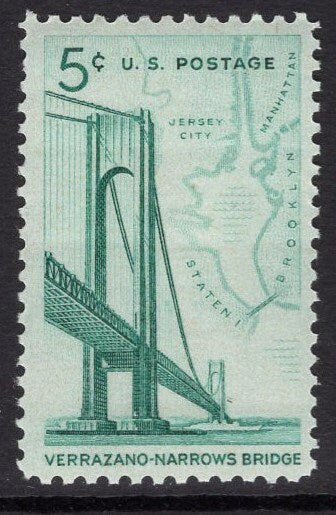 10 VERRAZANO BRIDGE NARROWS Map New York Bright Unused Usa Postage Stamps - Quantity Available - Vintage 1964- Stock# 1258