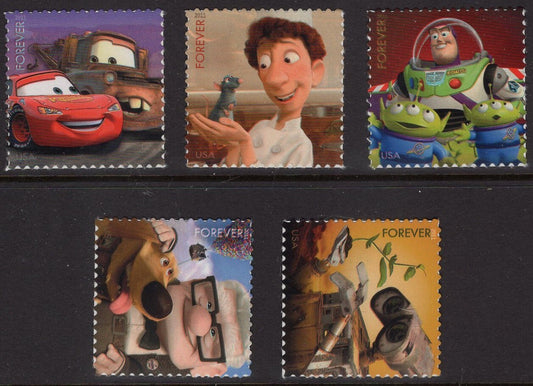 1 SEND A HELLO Disney Pixar 5 Singles Postage Stamps - Mint Post Office Fresh - Stock# 4553 ping