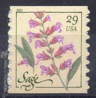 5 HERBS OREGANO SAGE Lavender Flax Foxglove - Unused Fresh, Bright Usa Stamps - Vintage 2011 - Stock# 4513 ping