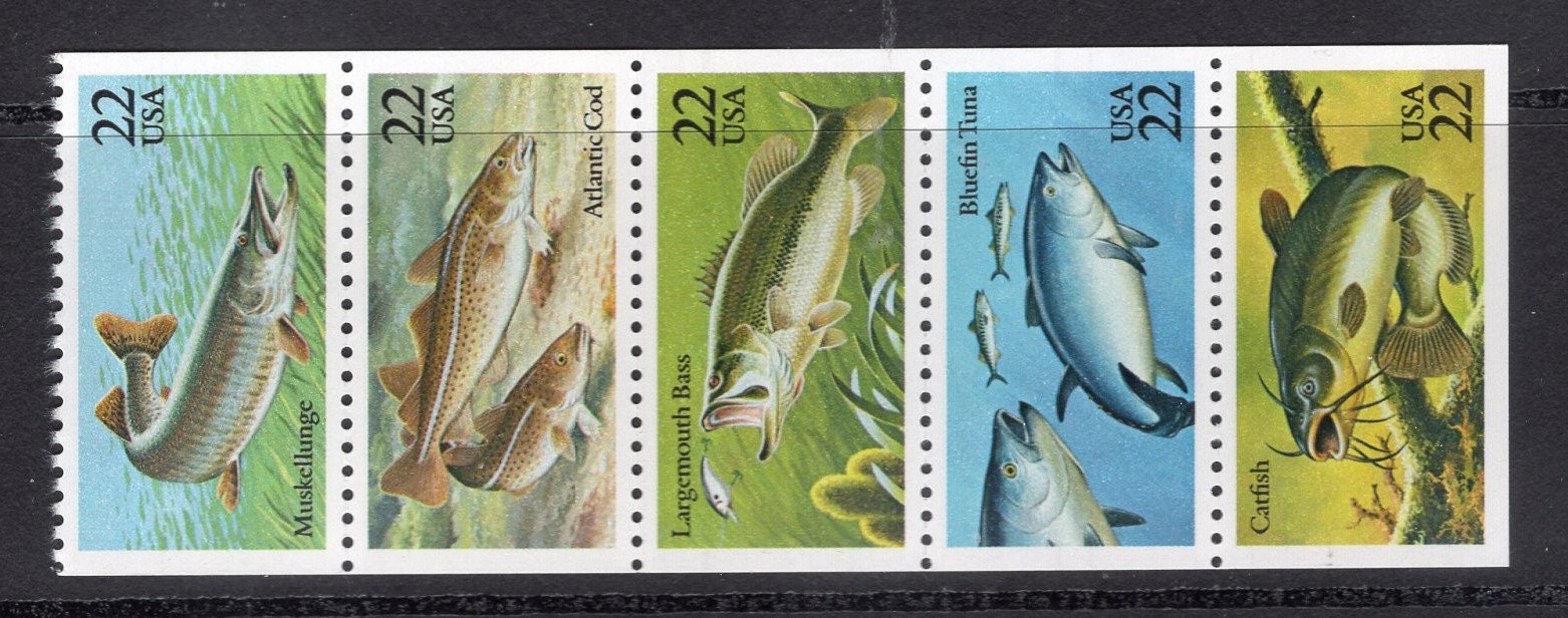 15 GAME FISH (5 different) 3 each Mint NH -Unused Fresh, Bright Usa Postage Stamps - Vintage 1986 - Stock# 2205-09 
