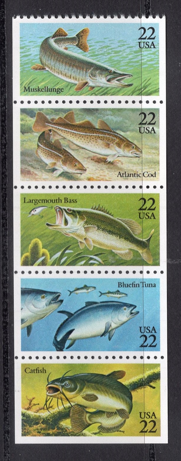 15 GAME FISH (5 different) 3 each Mint NH -Unused Fresh, Bright Usa Postage Stamps - Vintage 1986 - Stock# 2205-09 