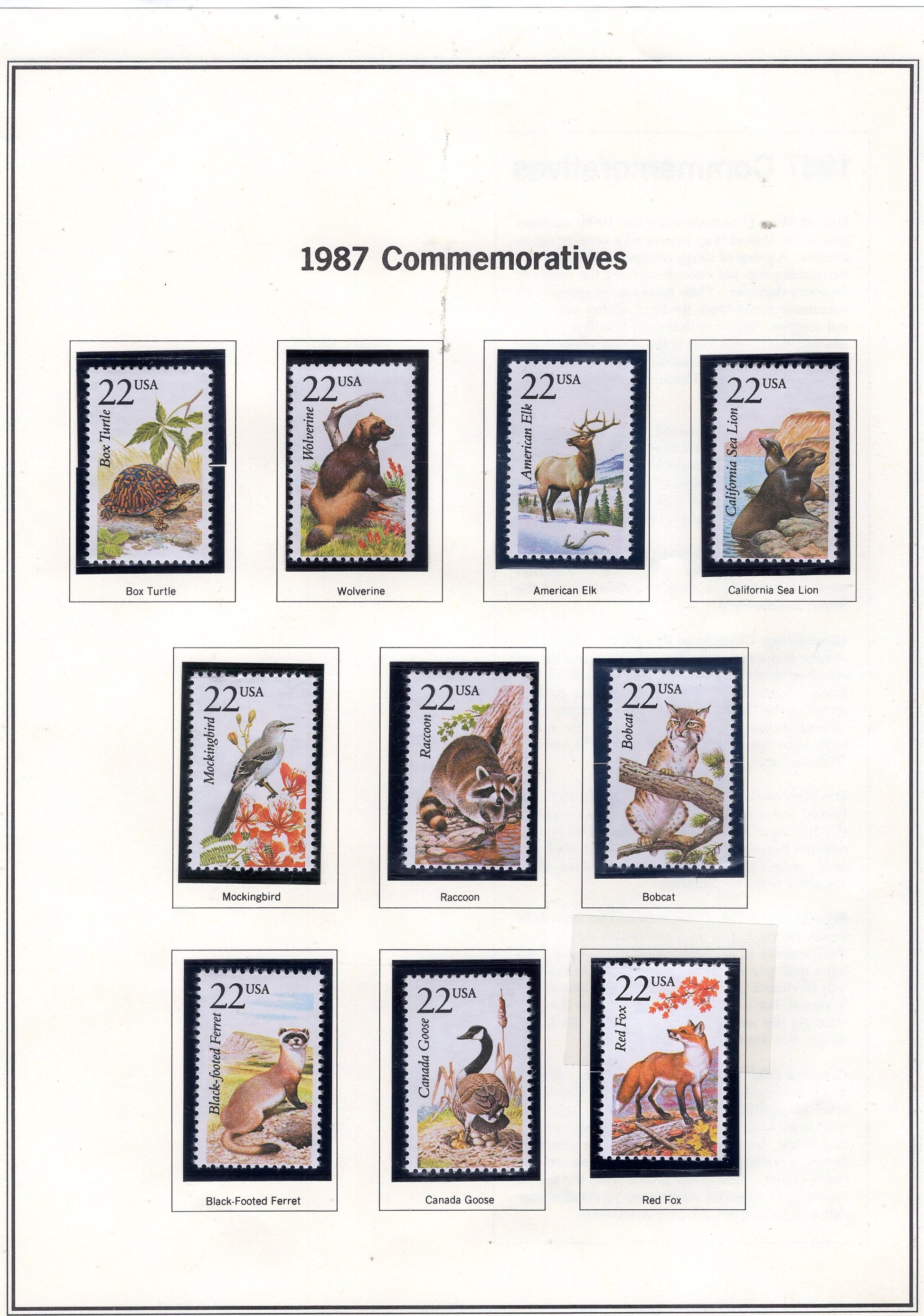 50 WILDLIFE of NORTH AMERICA Different Stamps See 5 Scans Birds Fish Butterflies Fresh Bright Usa -1987 - Stock#2286