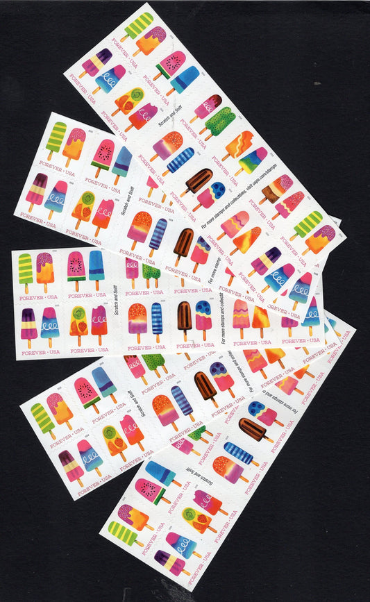 100 POPSICLE FROZEN TREATs FOREVER Bright Fresh USa Stamps - Quantity Available - Vintage 2018 - Stock# 5285 ping