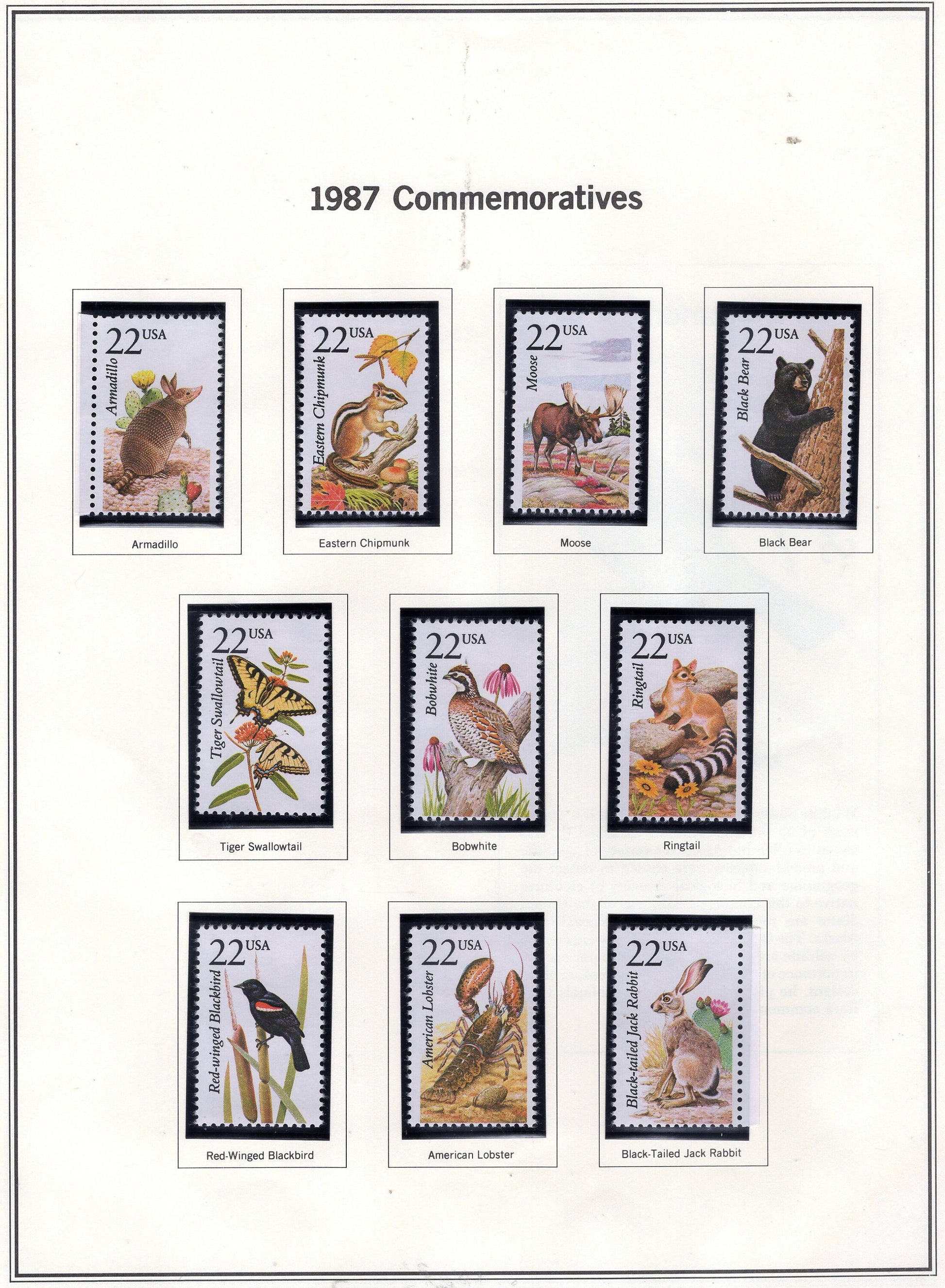 50 WILDLIFE of NORTH AMERICA Different Stamps See 5 Scans Birds Fish Butterflies Fresh Bright Usa -1987 - Stock#2286