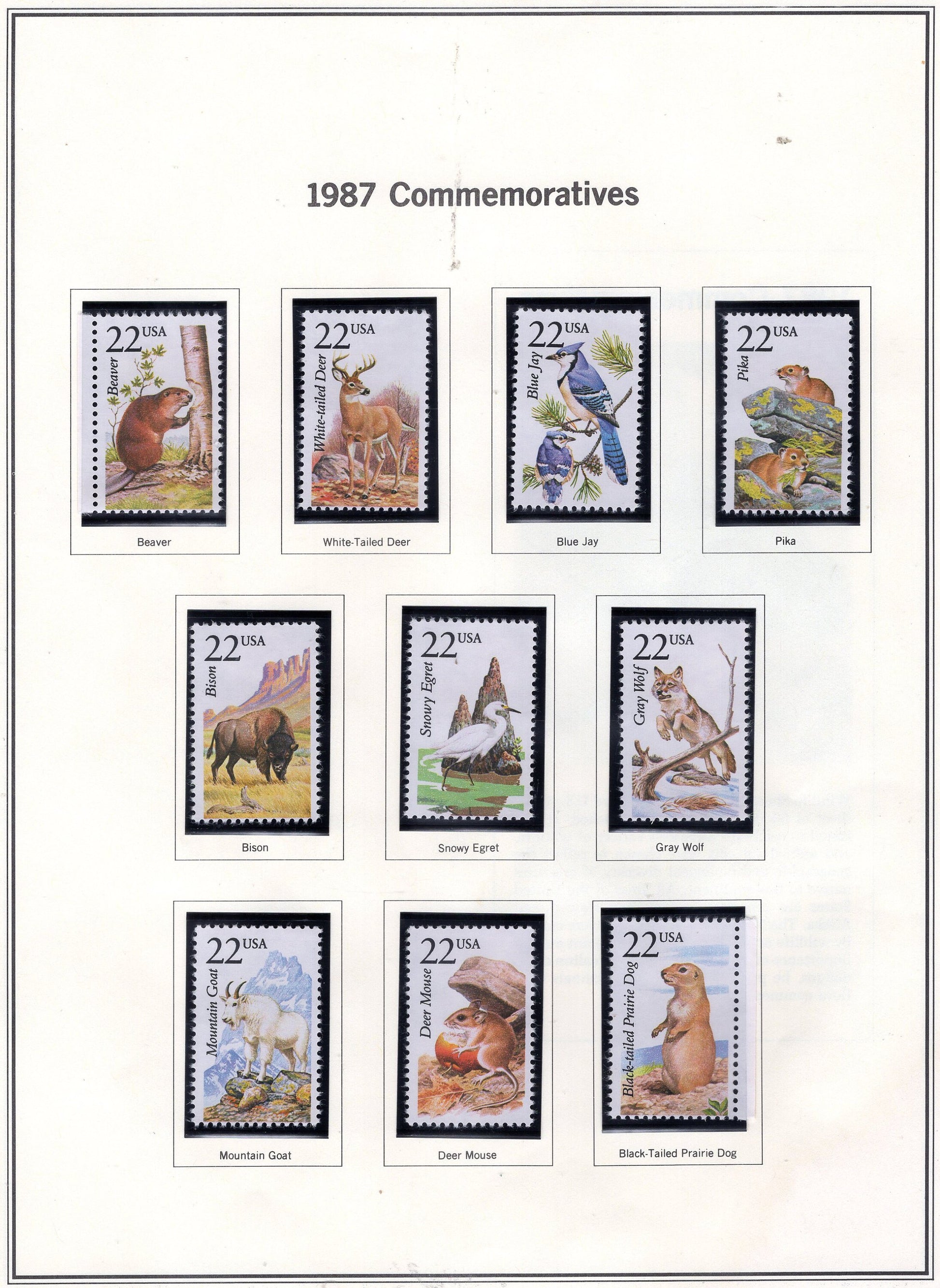 50 WILDLIFE of NORTH AMERICA Different Stamps See 5 Scans Birds Fish Butterflies Fresh Bright Usa -1987 - Stock#2286
