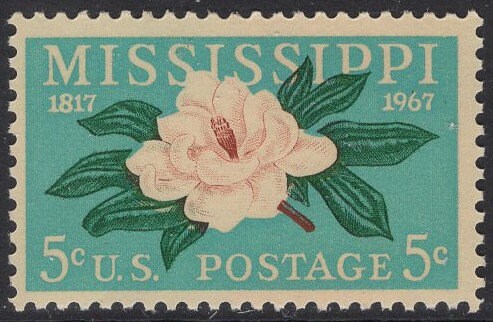 10 MISSISSIPPI MAGNOLIA Flower Statehood Fresh Bright Postage Stamps - Quantity Available - Vintage 1967 - Stock# 1337 