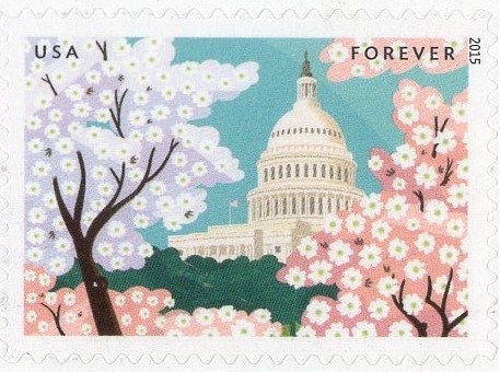 10 CHERRY + DOGWOOD Blossoms of FOREVER Wedding Stamps (in pairs) - Bright Fresh USa Postage Vintage 2015 Stock#4982-83 Pair x5