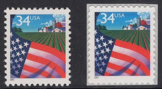 10 FLAG over FARM Cultivated Silo Home Fresh Bright Postage Stamps - Quantity Available - Vintage 2001 - Stock# 3469 