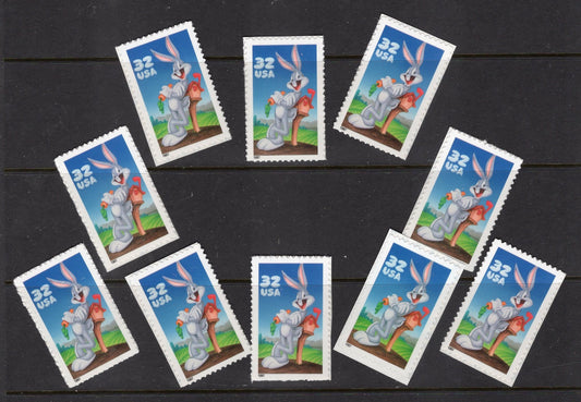 10 BUGS BUNNY LOONEY Tunes Stamps Mailbox Bright, Bright Unused USa Postage Stamps -Vintage 1997 - Stock# 3137 ping