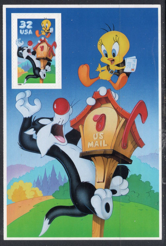 1 SLYVESTER TWEETY Sheet of 1 Looney Tunes Bright Unused US Postage Stamps -Vintage 1998 - Stock# 3204c