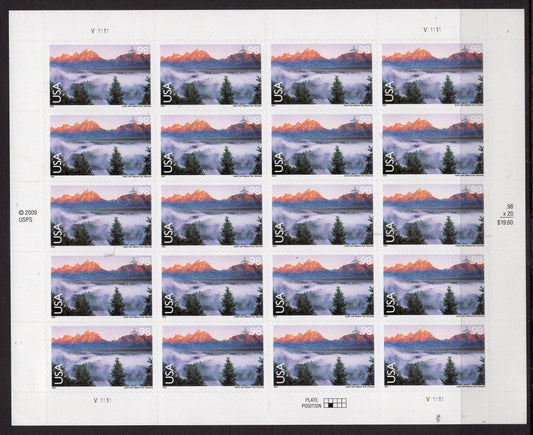 GRAND TETON PARK Wyoming Sheet of 20 Scenic Usa Landscapes Stamps - Unused, Fresh, Bright - Vintage 2009 - Stock# C147 M 