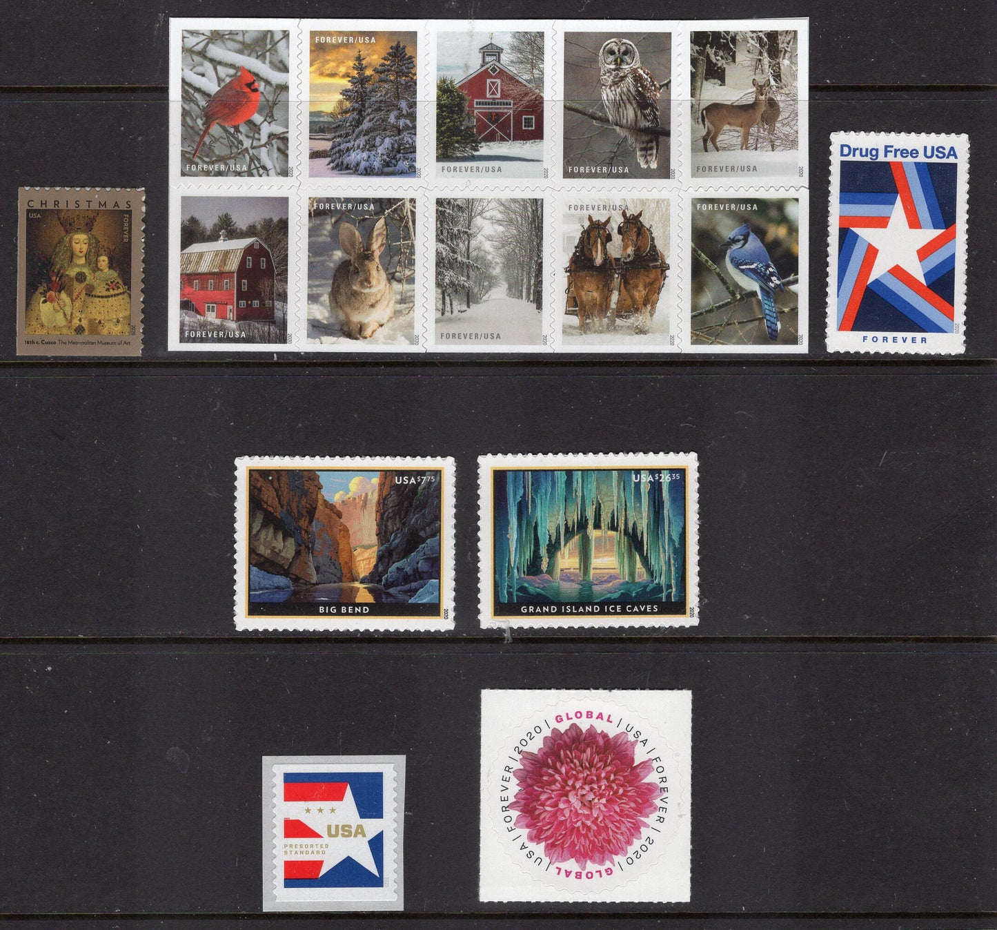 UNITED STATES 2020 COLLECTION All 115 Stamps issued in Year 2020 Set - Unused, Mint, Fresh - Issued 2020