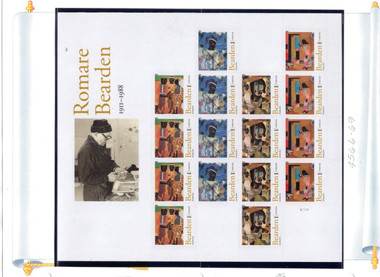 ROMARE BEARDEN ART Paintings Black American Heritage Decorative Sheet of 20 - Bright - Vintage 2011 - Stock# 4566 