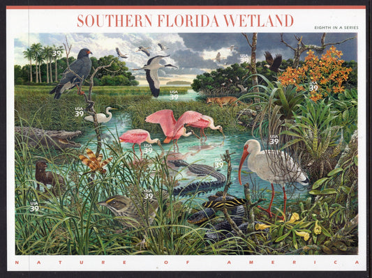 SOUTHERN FLORIDA WETLAND Beautiful Sheet of 10 - Nature of America Series #8 of 12 - Fresh Bright- Vintage 2006 -Stock# 4099 