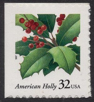 10 AMERICAN HOLLY CHRISTMAS Self-adhesive Stamps Stock# 3177 ping