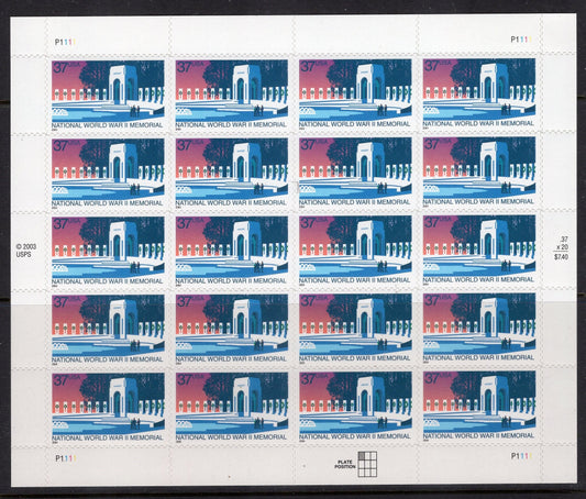 WORLD WAR II 2 Memorial of 20 Stamps Self-adhesive 2004 Stock# 3862 