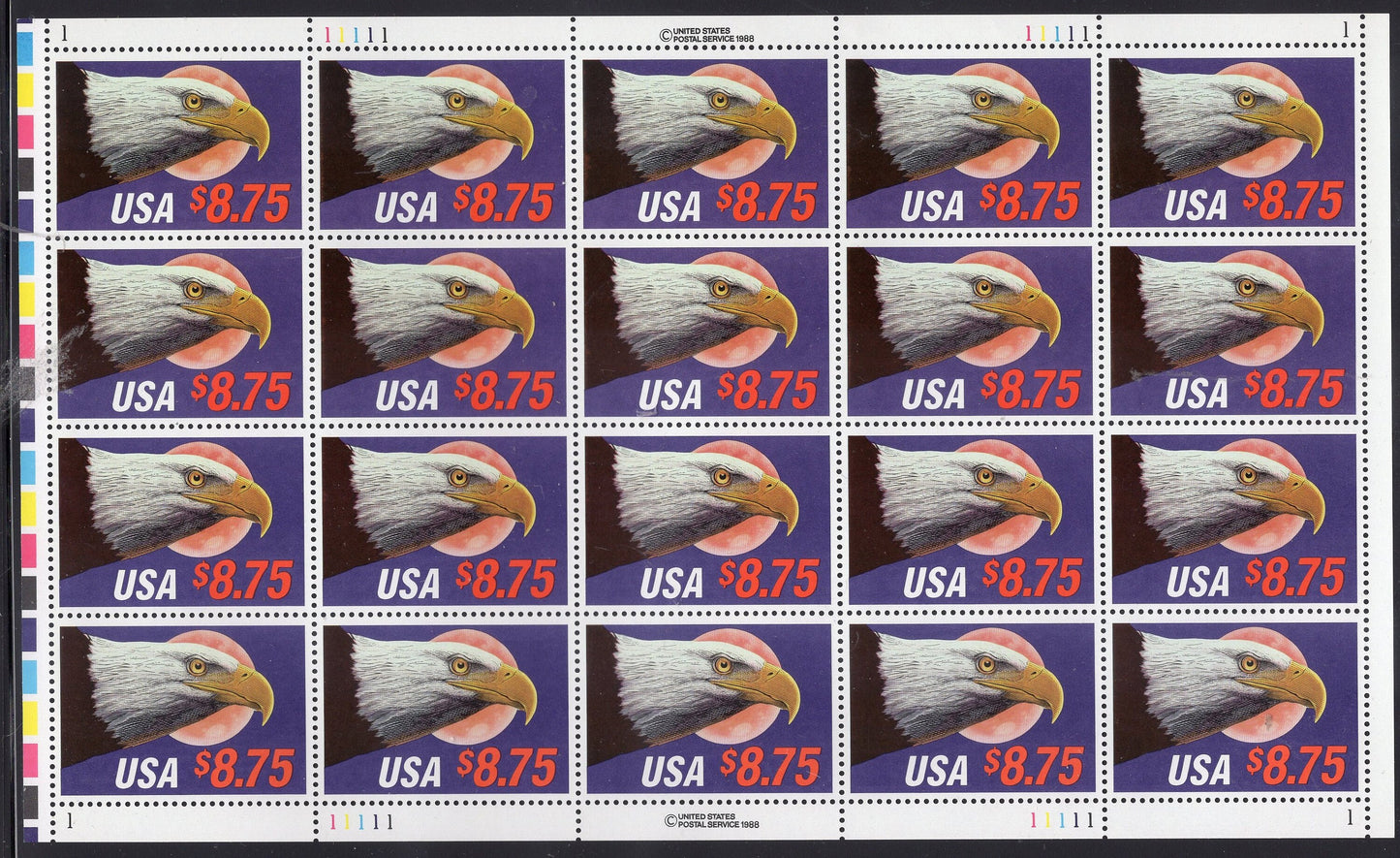 EAGLE and MOON EXPRESS Mail 8.75 Rather Scarce Rarely Seen Sheet of 20 Stamps - Bright Fresh - Vintage 1988 - Stock# 2349 M 