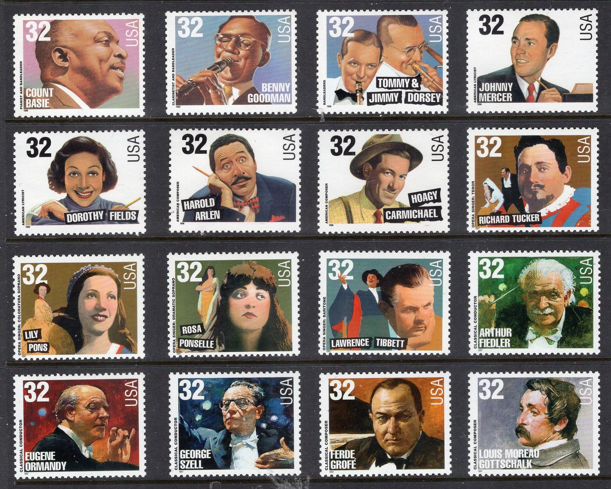 LEGENDS of AMERICAN MUSIC Complete Collection of 79 Unused Fresh Bright Stamps Jazz Opera - Vintage 1993/1999 - Stock# 2721 C 