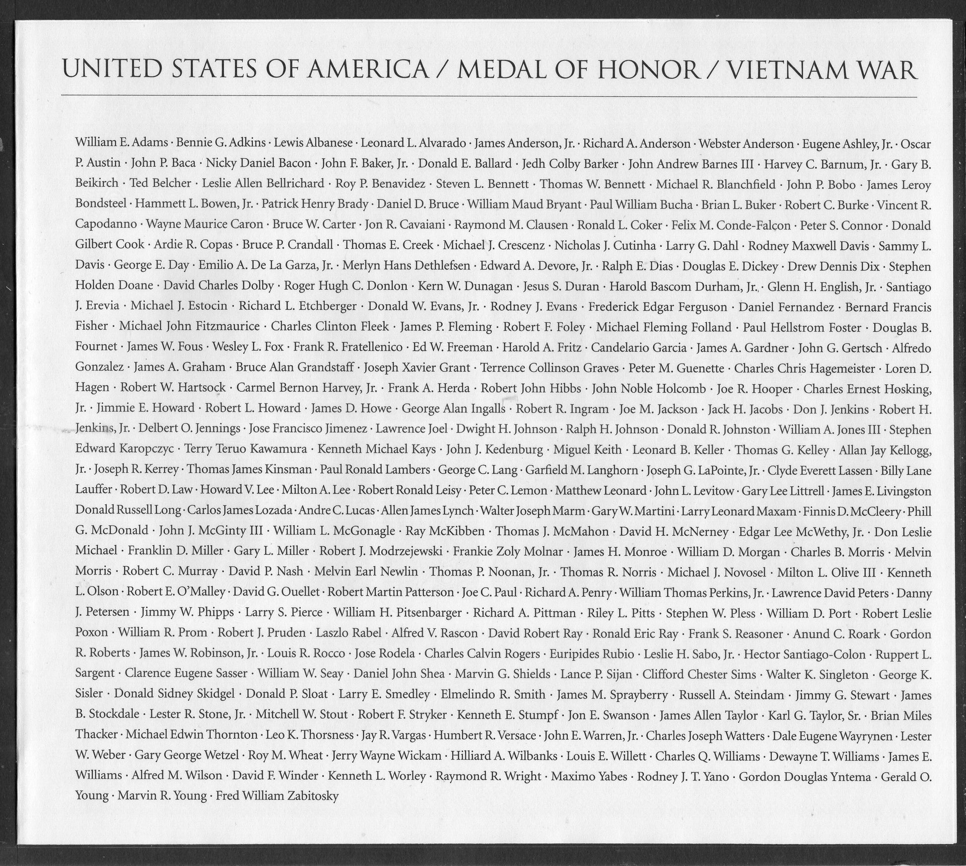 MEDAL of HONOR VIET Nam War Recipients Post Office Issued Folio w/ 24 Stamps, Names - Please view all 4 scans