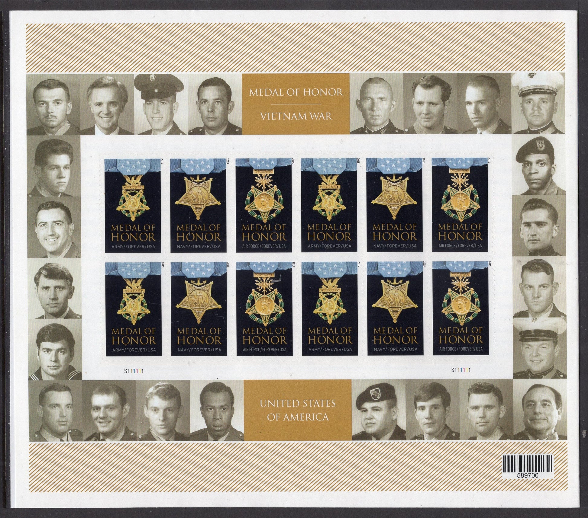 MEDAL of HONOR VIET Nam War Recipients Post Office Issued Folio w/ 24 Stamps, Names - Please view all 4 scans