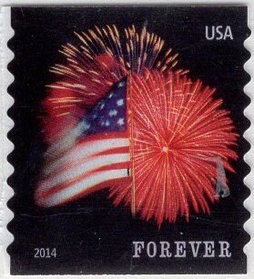 10 FIREWORKS at NIGHT Stamps Wedding July 4 - Independence Day - Vintage 2014 - Quick Shipping - Stock# 4854
