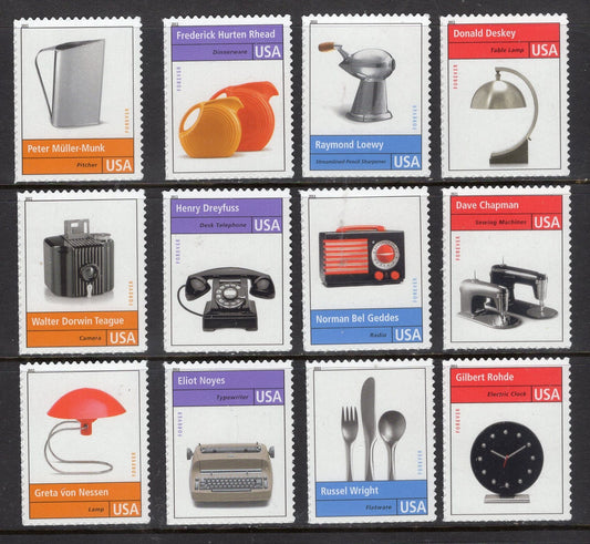 12 INDUSTRIAL DESIGN CLASSICS Phone Camera Radio Flatware Clock Lamp Typewriter Pencil Sharpener Vintage 2011 - Stock# 4546S