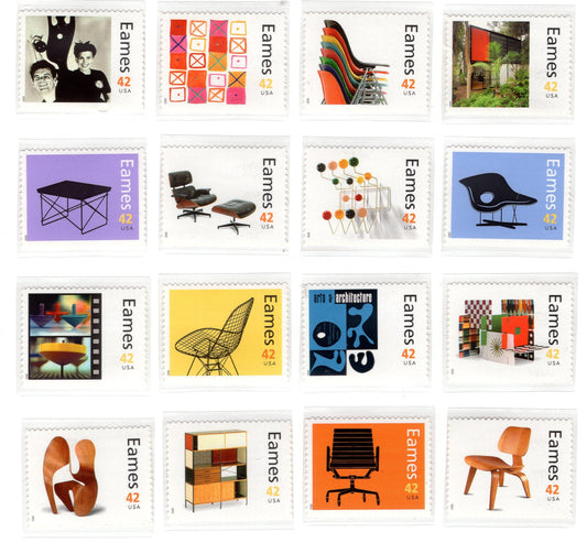 16 EAMES CHARLES and Ray Design Chairs Art - with Descriptive TEXT on Back (you might want 2 sets to display both sides)