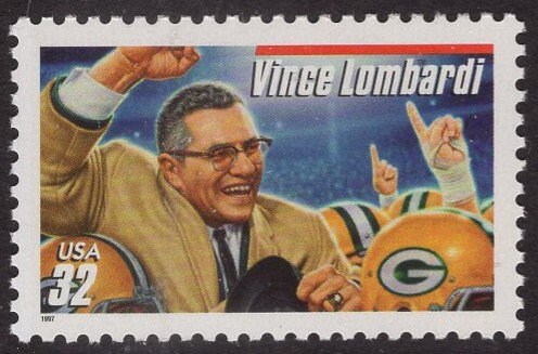 4 FOOTBALL COACHES HOF Vince Lombardi - George Halas - Bear Bryant - Pop Warner (see 5 scans) Bright Fresh - Vintage 1997 3143