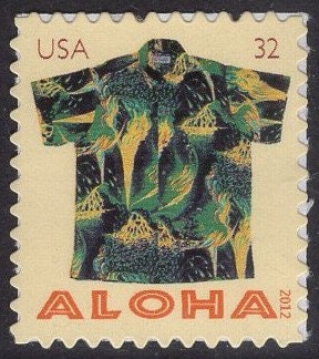 100 HAWAII ALOHA SHIRTS Assorted Surfers Flowers Shells Fish (see all scans) - Unused Fresh, Bright Stamps - Vintage 2012 