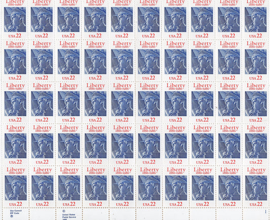 STATUE of LIBERTY 100th ANNIVERSARY Gift from France Sheet of 50 Stamps Bright, Fresh Postage Stamps - Vintage 1986 