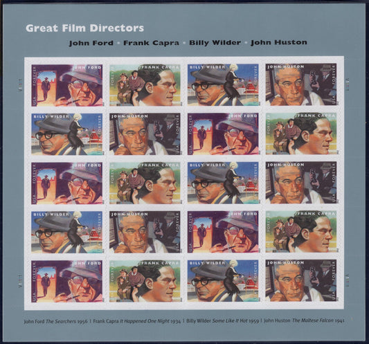 GREAT FILM DIRECTORS Sheet of 20 Capra Wilder Huston Ford + Actors Monroe Wayne Gable Bogart -Vintage 2012 -Stock# 4668 FreeUSA Ship