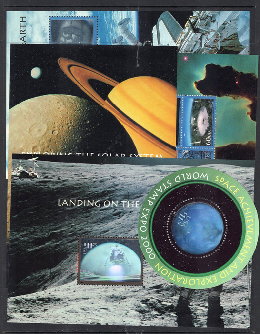 SPACE ACHIEVEMENT EXPLORATION Holograms (see scans for examples) 5 Different Sheets of 1 to 6 Stamps -Stock# 3409S-Vintage 2000-FreeUSA Ship
