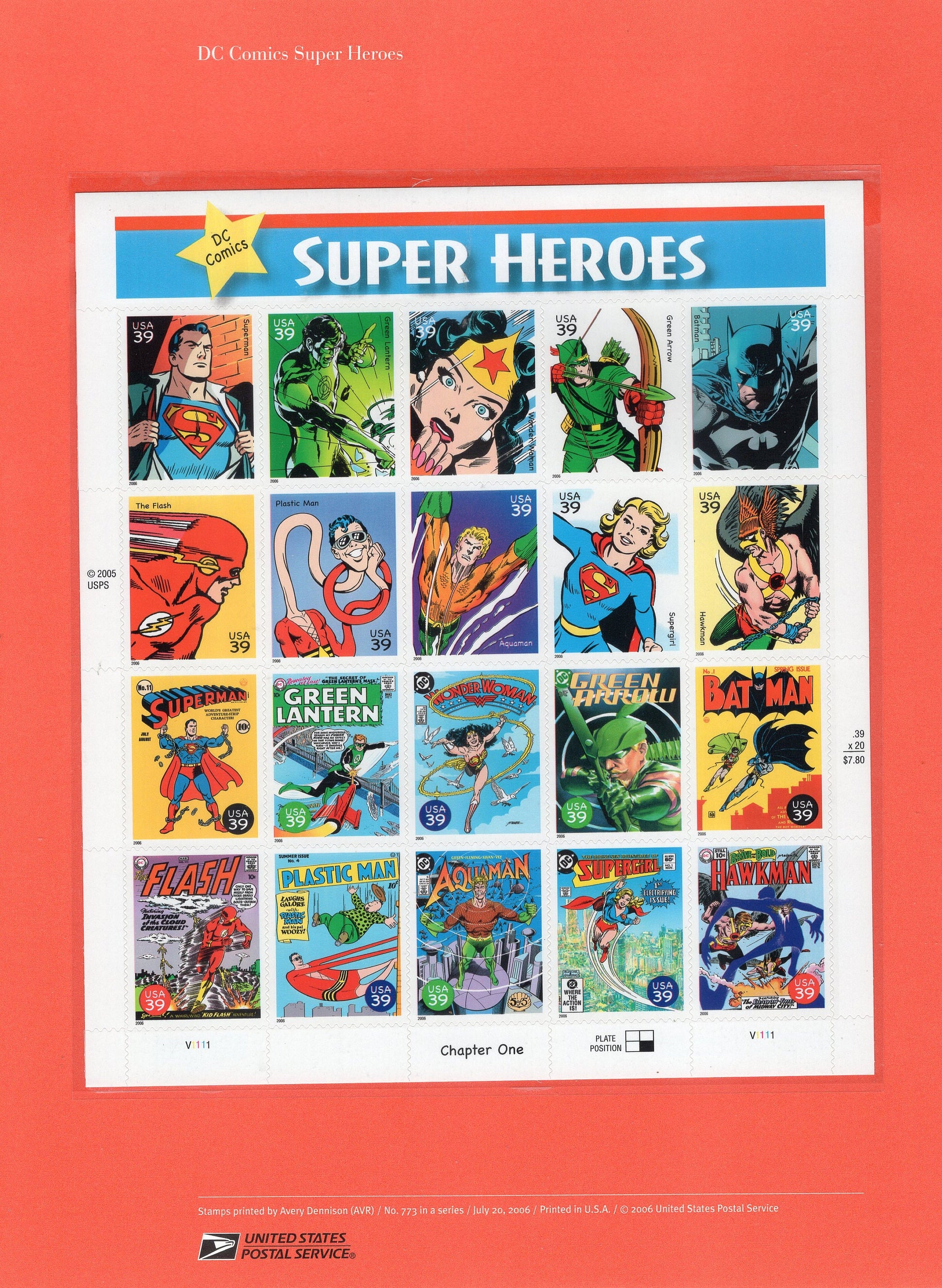 SUPER HEROES Two Special Commemorative Panels Superman BATMAN + Actual Stamps + Illustrations and Text Great Gift 8.5x11 '06 