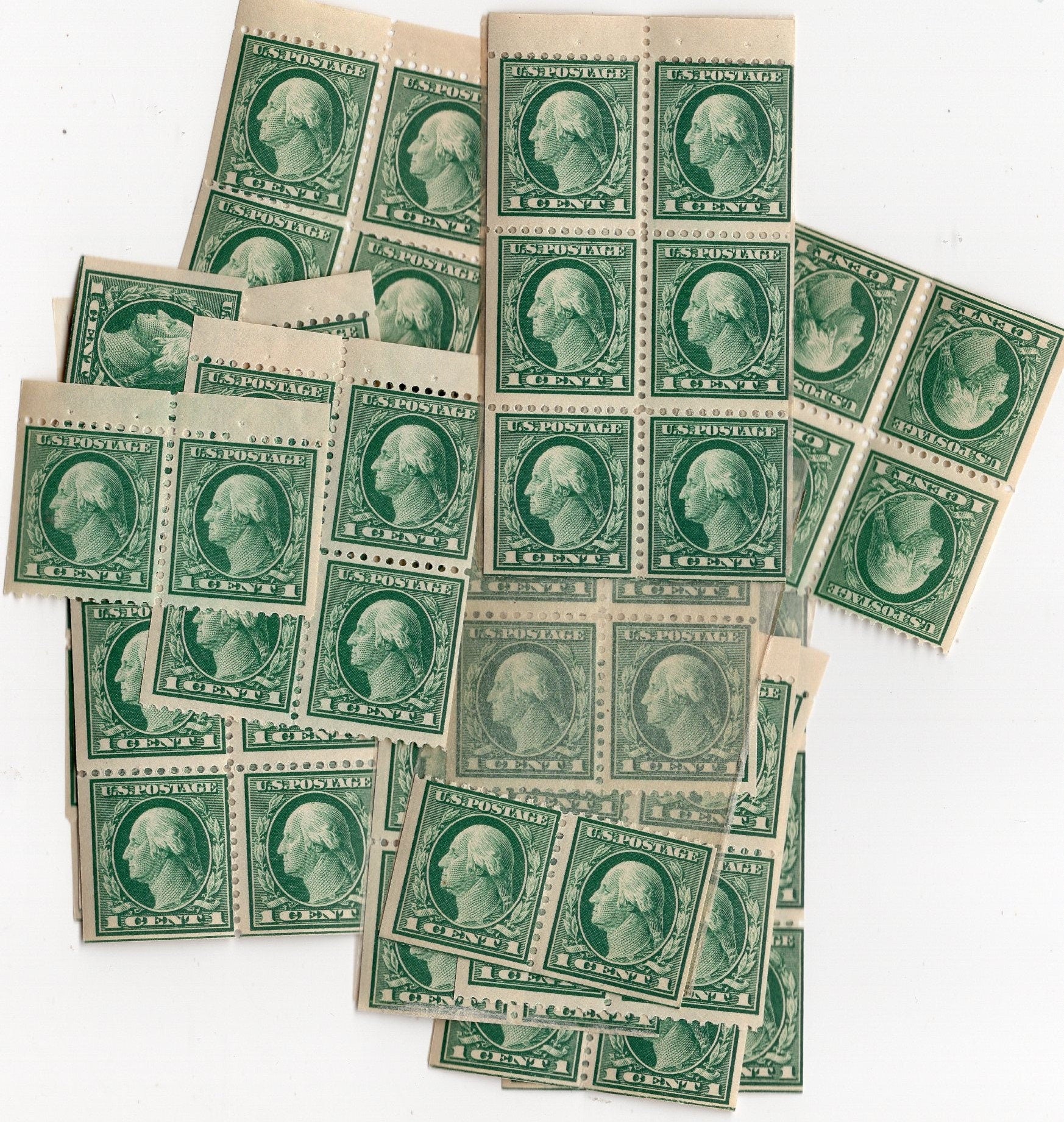 1917 George WASHINGTON GREEN WHOLESALE Group of 98(!) Mint Stamps (with original though disturbed gum from the Classic Period 
