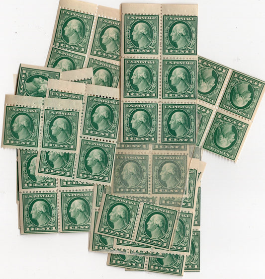1917 George WASHINGTON GREEN WHOLESALE Group of 98(!) Mint Stamps (with original though disturbed gum from the Classic Period 